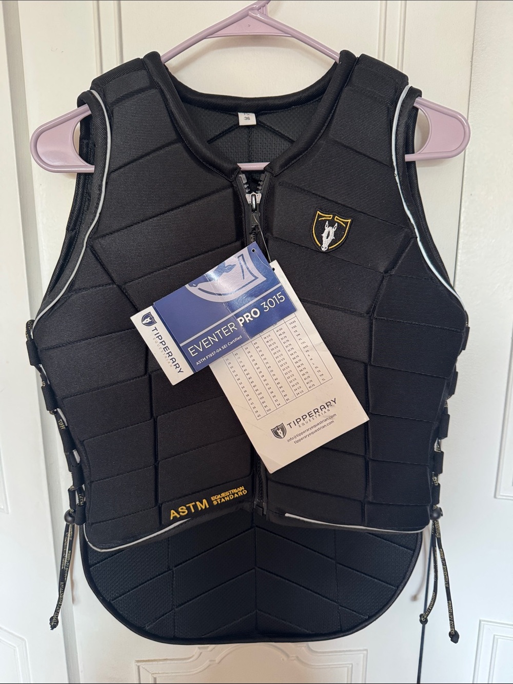 Black Protective Riding Vest with Shield Logo